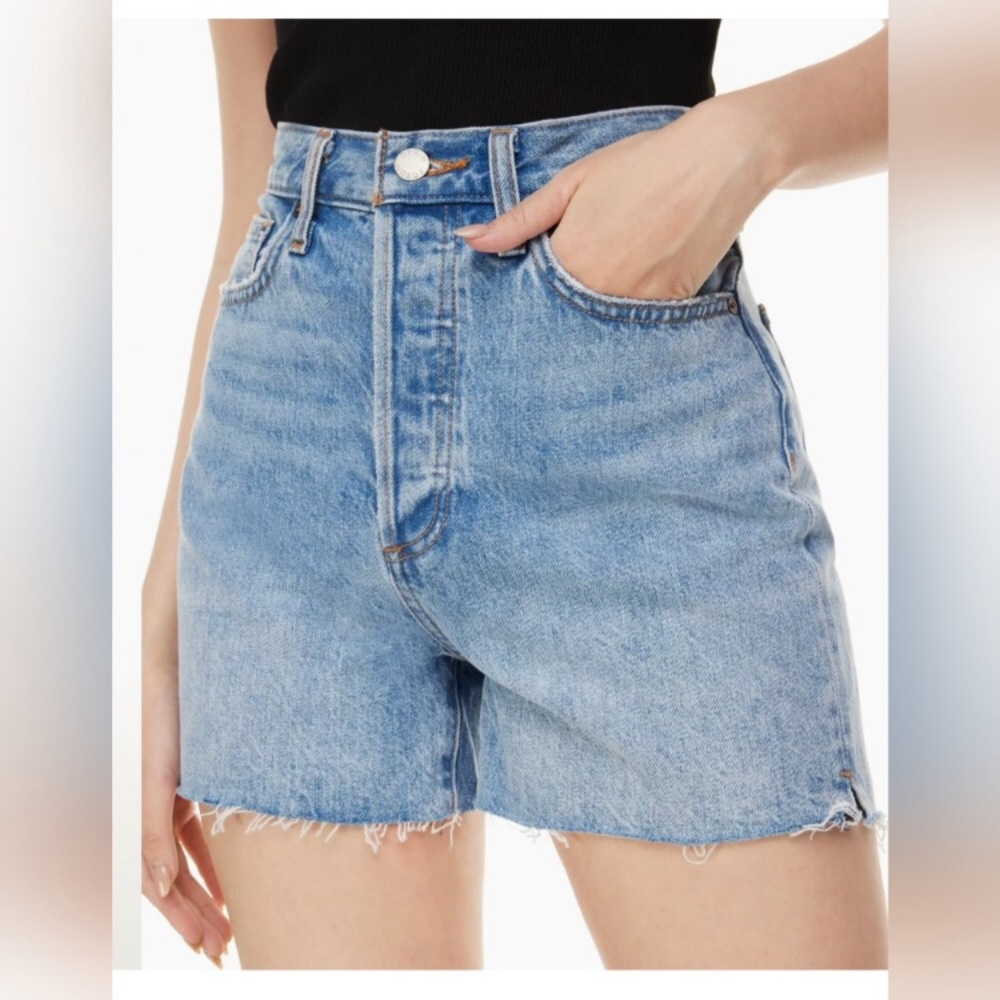 Aritzia Denim Forum The Yoko Hi-Rise Thigh Jean Denim Shorts